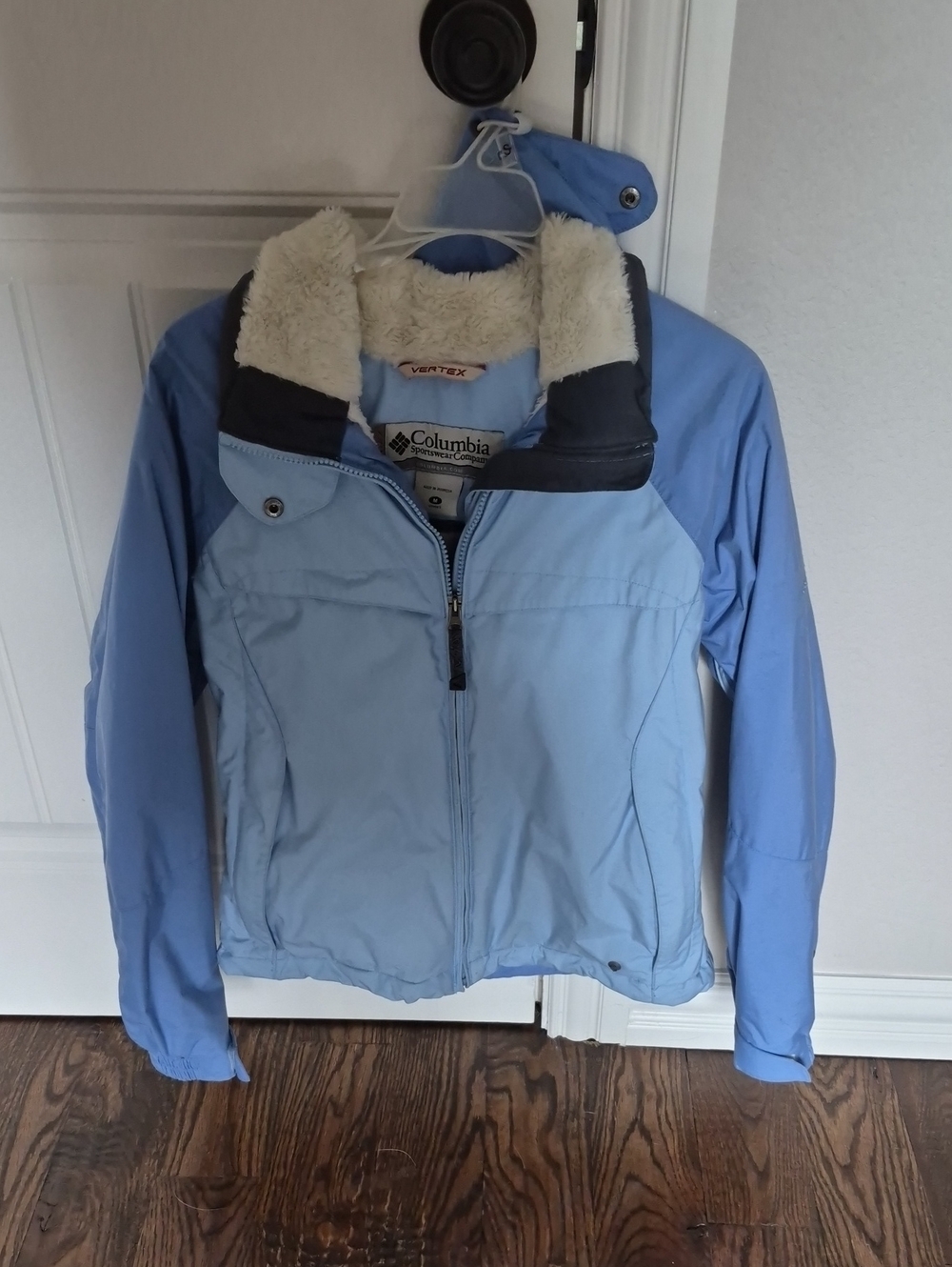 Columbia Light Blue Sherpa Collar Zip Jacket (wind and waterproof)